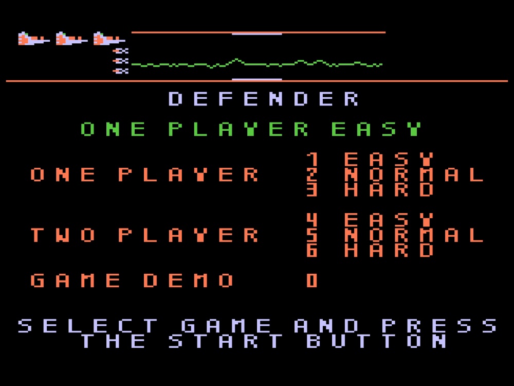 Title Screen of Defender for Atari 5200